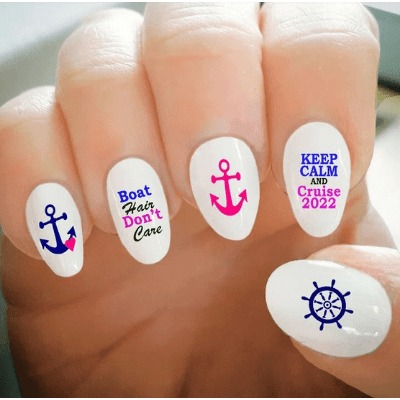 Cute cruise themed nail decals are the perfect stocking stuffer or gift for cruise lovers