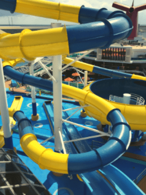 Playing on the waterslides is a fun free activity on Carnival cruises