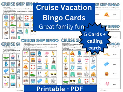 Cruise vacation bingo cards - a great way to add extra fun to your kids cruise vacation