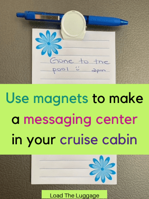cruise cabin organization hack - create a message center
