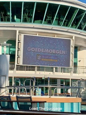 Mariner of the Seas outdoor movie screen by the pool