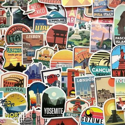 Travel stickers are a great travel gift idea for teens