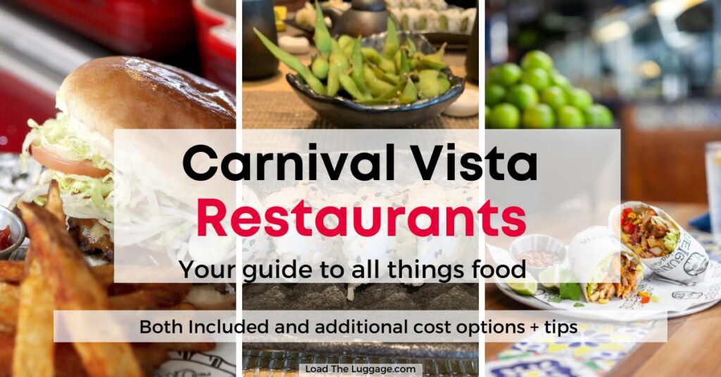 Carnival Vista Restaurants, photo of three different cruise ship restaurants