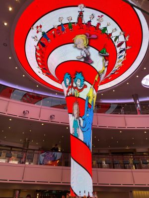 Dr Seuss themed flume in the Carnival Vista atrium