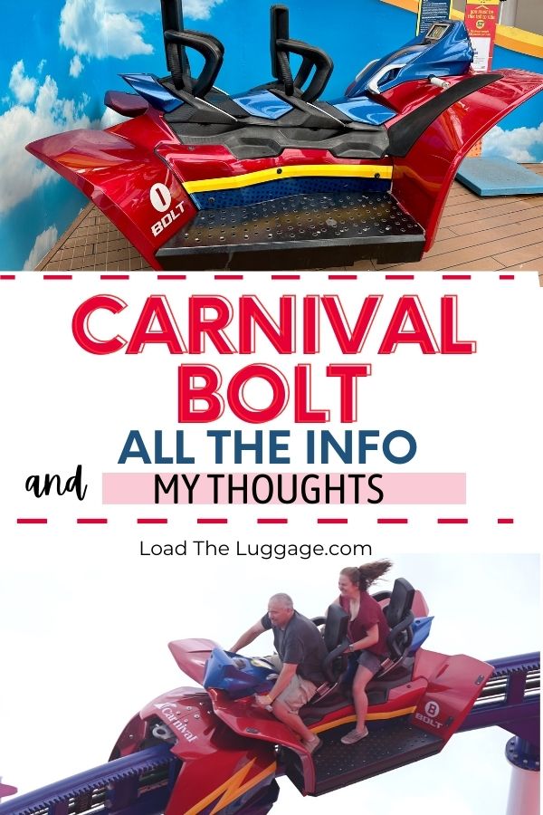 Carnival Bolt - all the info and my thoughts.  Top image is the roller coaster car and bottom image is us on the sea coaster