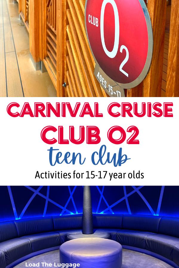Carnival Cruise Club O2 teen club for ages 15-17